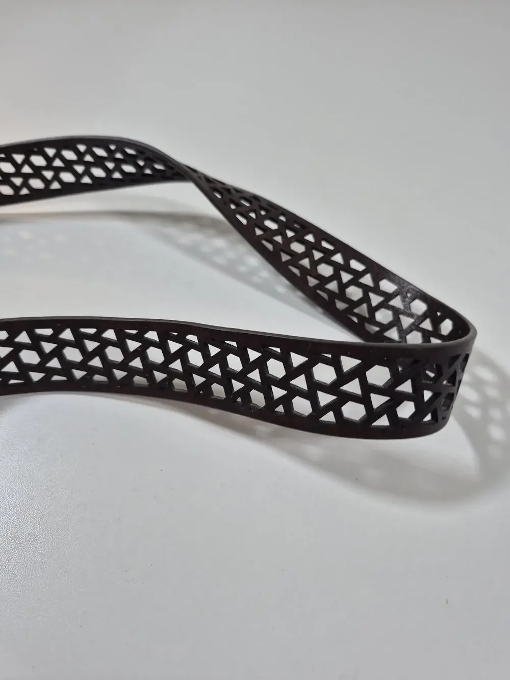 BCBGMAXAZRIA Belt Women's L Brown Leather Laser Cut Geometric
